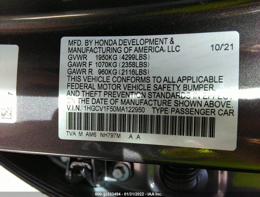 1HGCV1F50MA122950