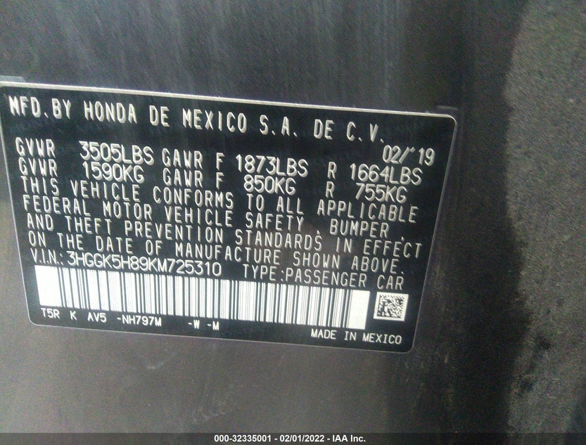3HGGK5H89KM725310