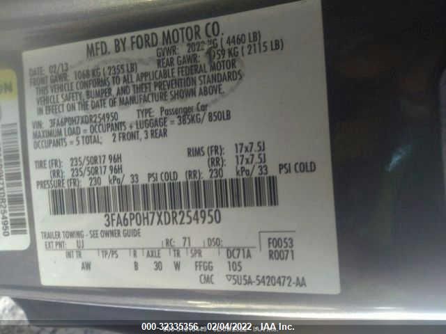 3FA6P0H7XDR254950 2013 Ford Fusion