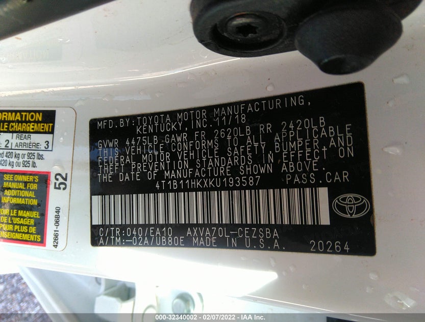 4T1B11HKXKU193587