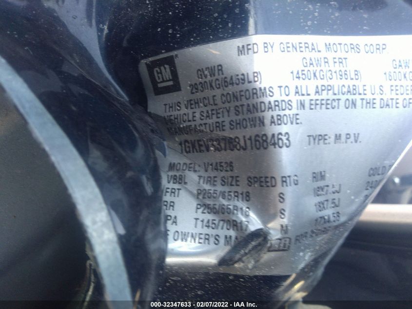 2008 GMC Acadia Slt2 VIN: 1GKEV33768J168463 Lot: 32347633