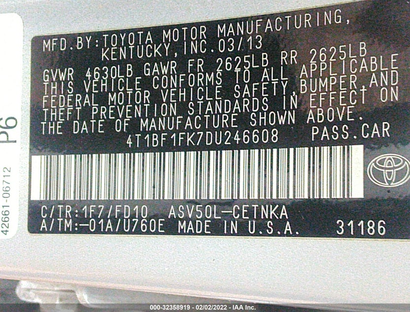 4T1BF1FK7DU246608