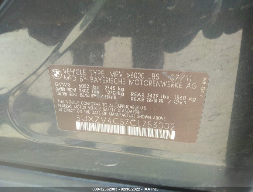 5UXZV4C57CL753002
