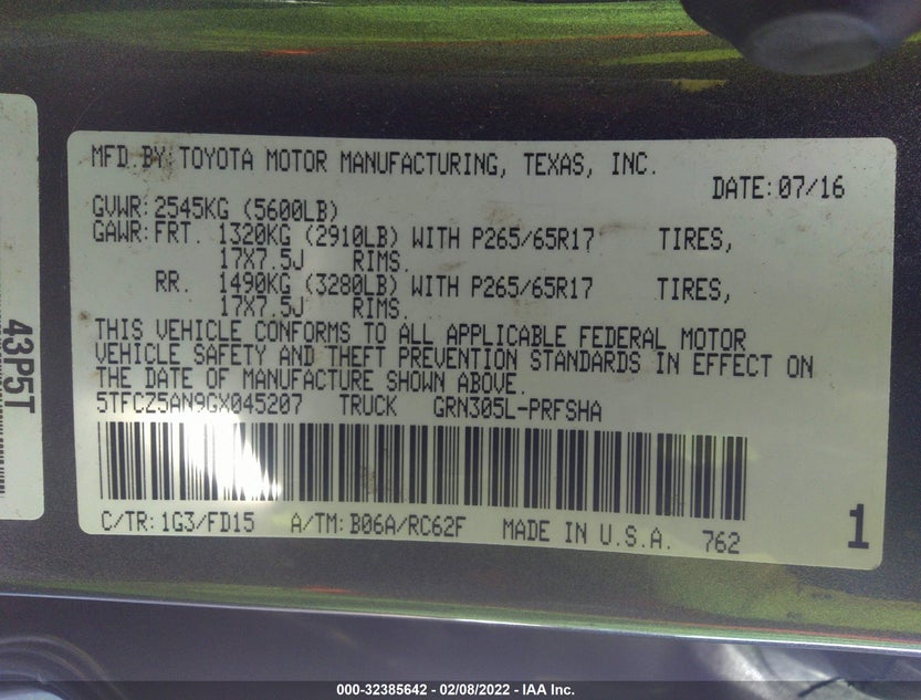 5TFCZ5AN9GX045207
