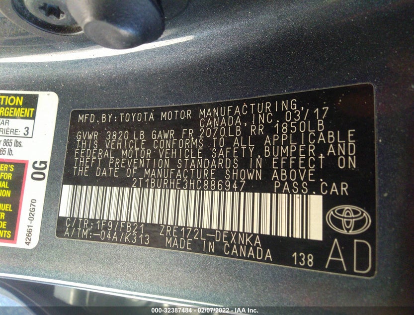 2T1BURHE3HC886947