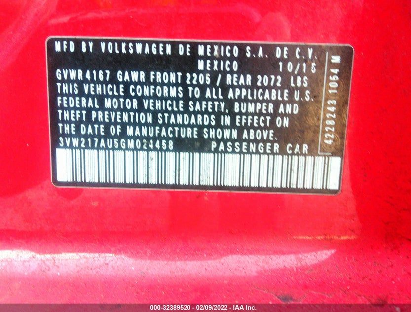3VW217AU5GM024458