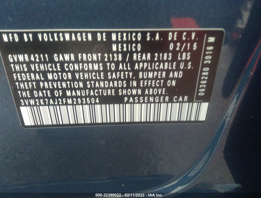 3VW2K7AJ2FM293504