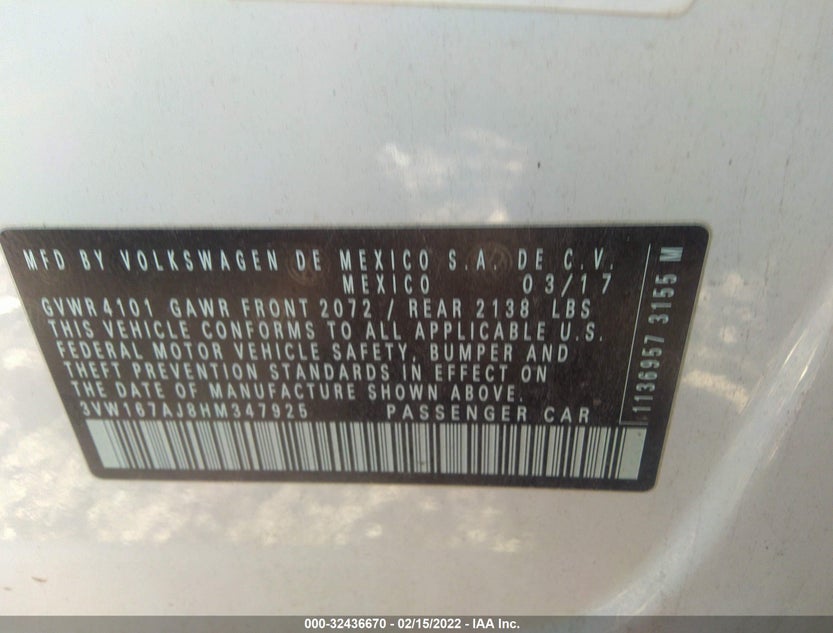 3VW167AJ8HM347925