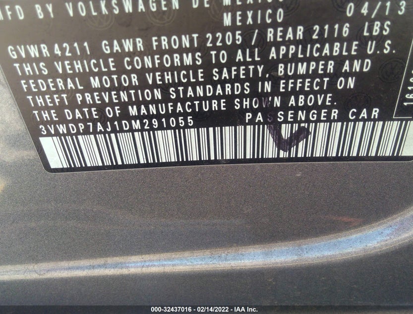 3VWDP7AJ1DM291055