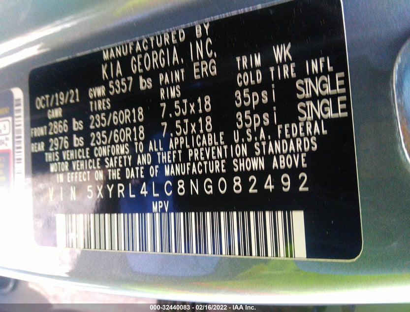 5XYRL4LC8NG082492