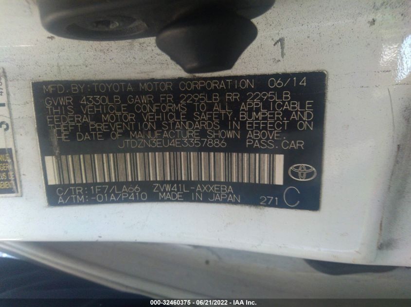 JTDZN3EU4E3357886 2014 Toyota Prius V Two/Three/Five