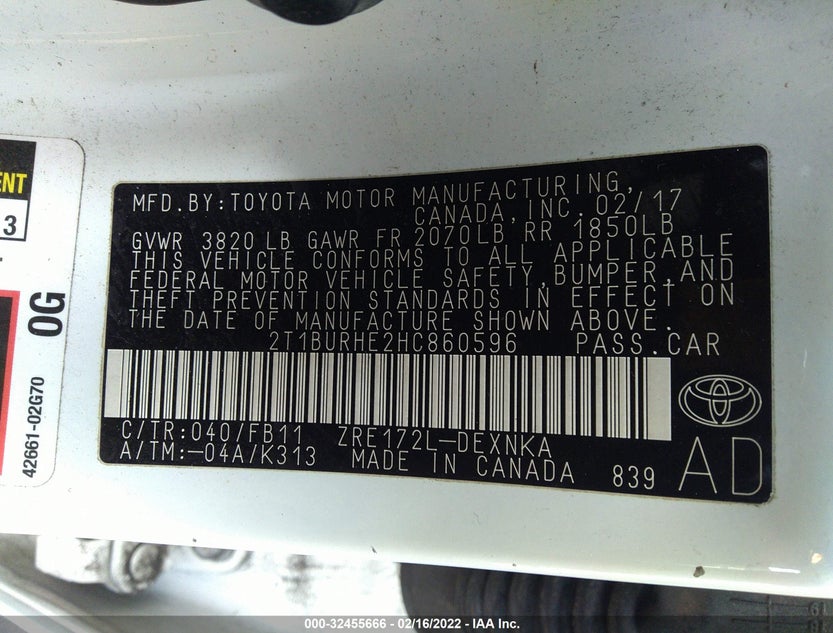 2T1BURHE2HC860596