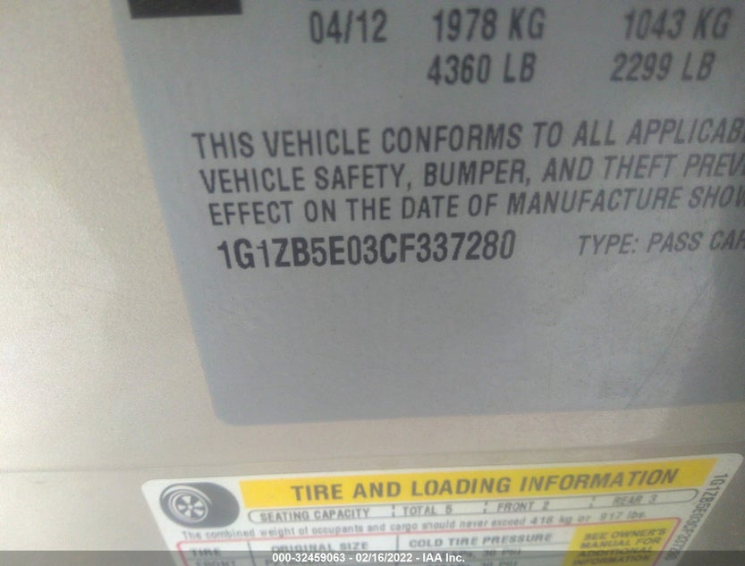 1G1ZB5E03CF337280