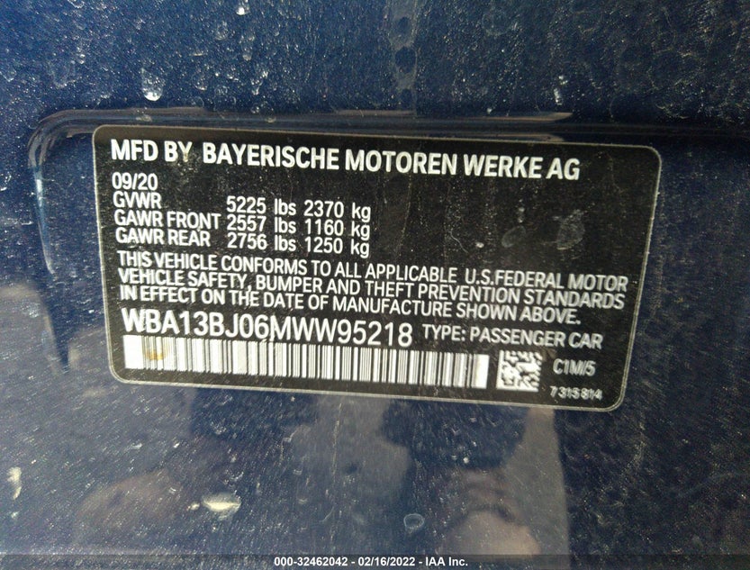 WBA13BJ06MWW95218