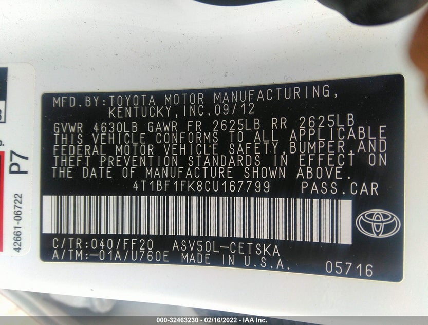 4T1BF1FK8CU167799