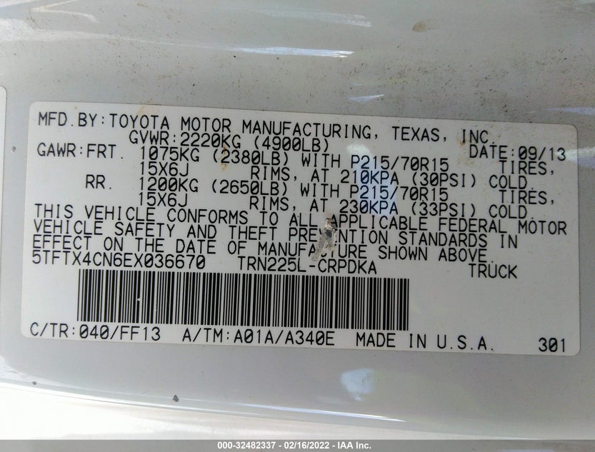 5TFTX4CN6EX036670