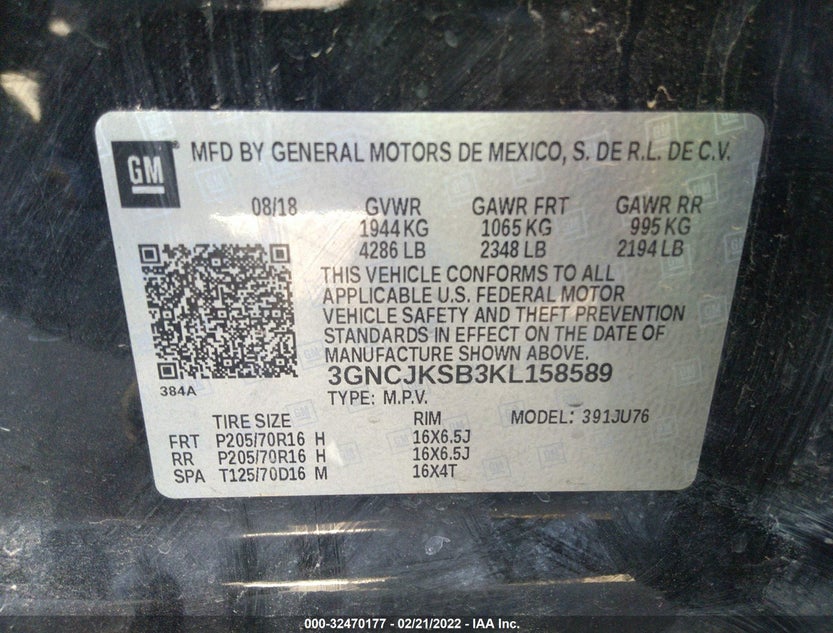 3GNCJKSB3KL158589
