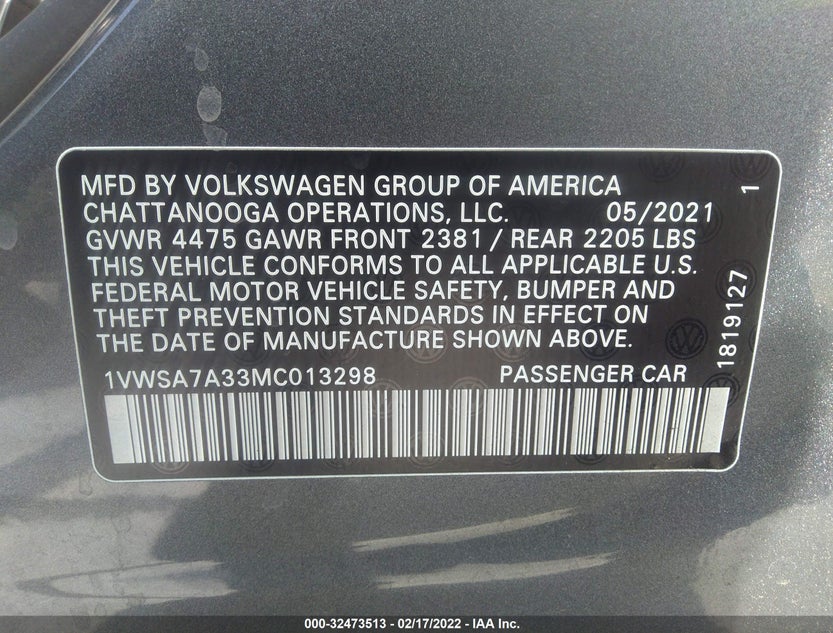 1VWSA7A33MC013298