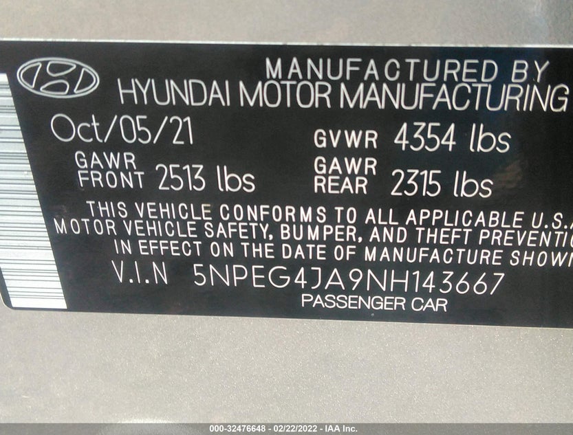5NPEG4JA9NH143667