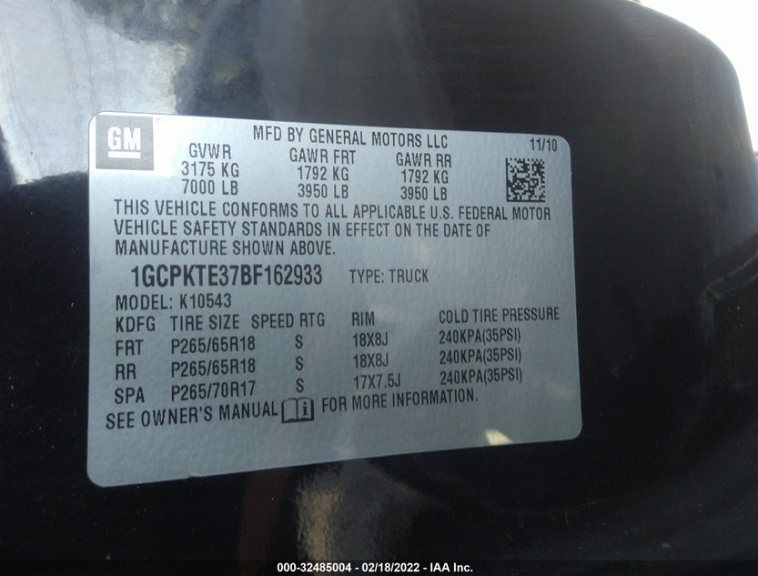 1GCPKTE37BF162933
