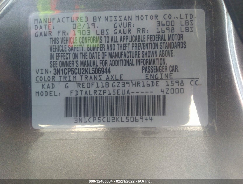 3N1CP5CU2KL506944