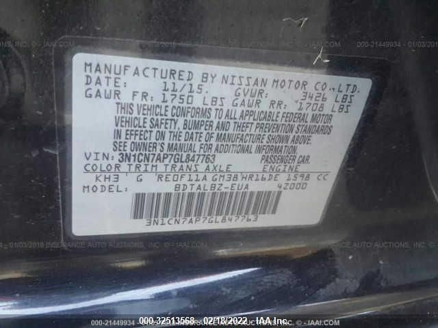 3N1CN7AP7GL847763 2016 Nissan Versa 1.6 Sv