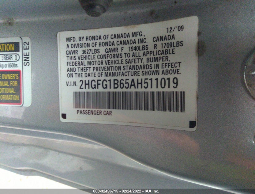 2HGFG1B65AH511019