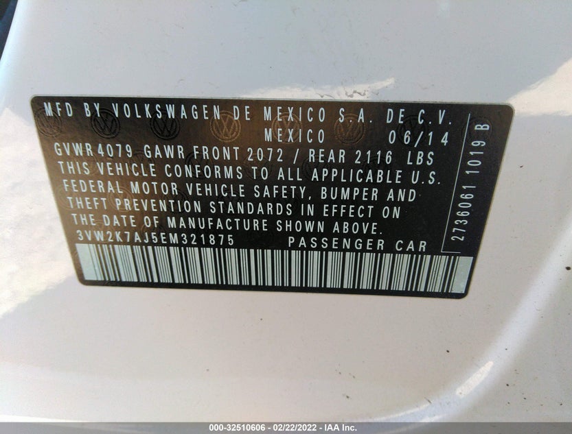 3VW2K7AJ5EM321875