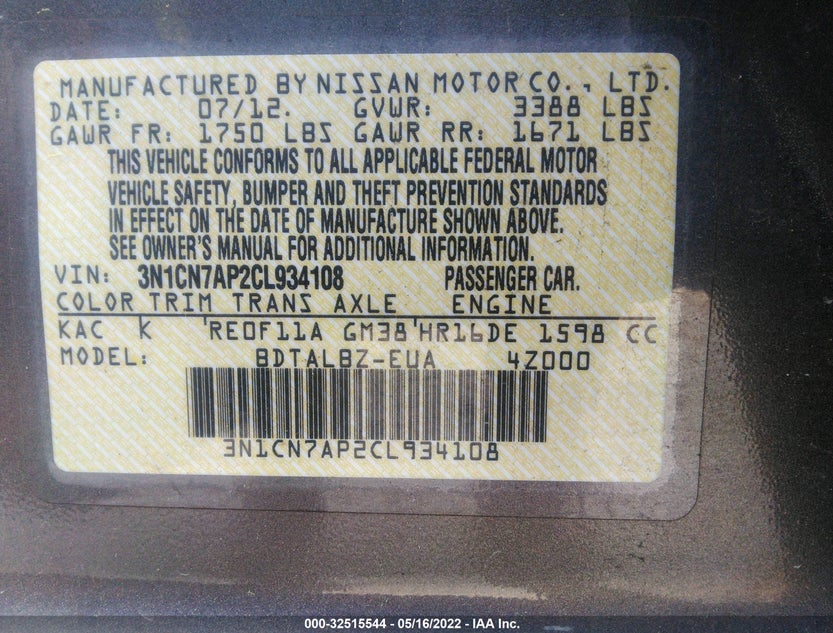 3N1CN7AP2CL934108
