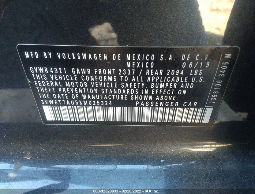 3VW6T7AU5KM025324