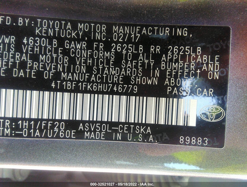 4T1BF1FK6HU746779
