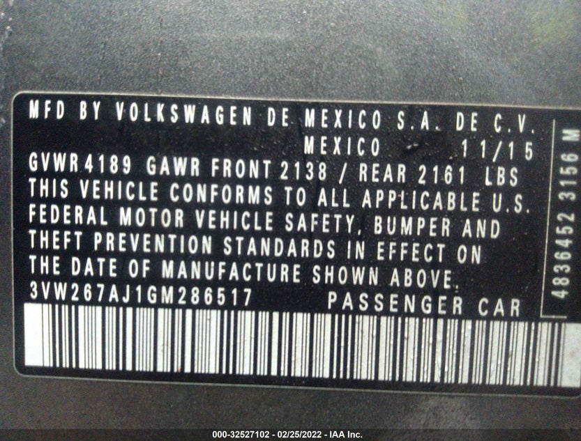3VW267AJ1GM286517