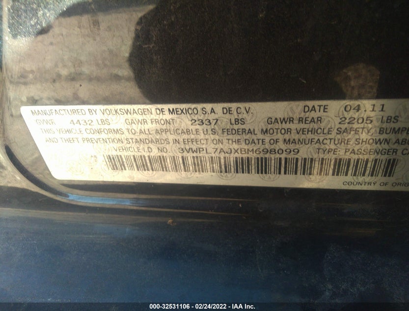 3VWPL7AJXBM698099