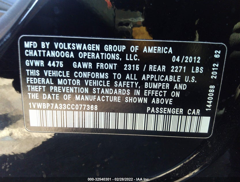 1VWBP7A33CC077368
