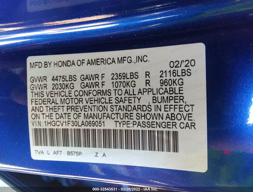 1HGCV1F30LA069051
