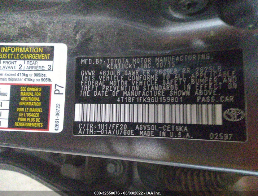4T1BF1FK9GU159801