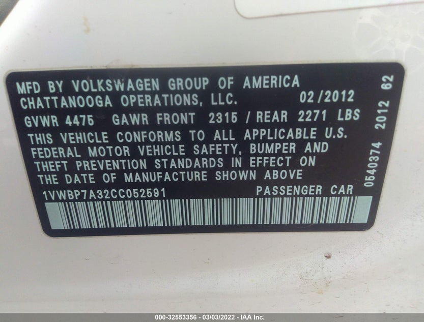1VWBP7A32CC052591