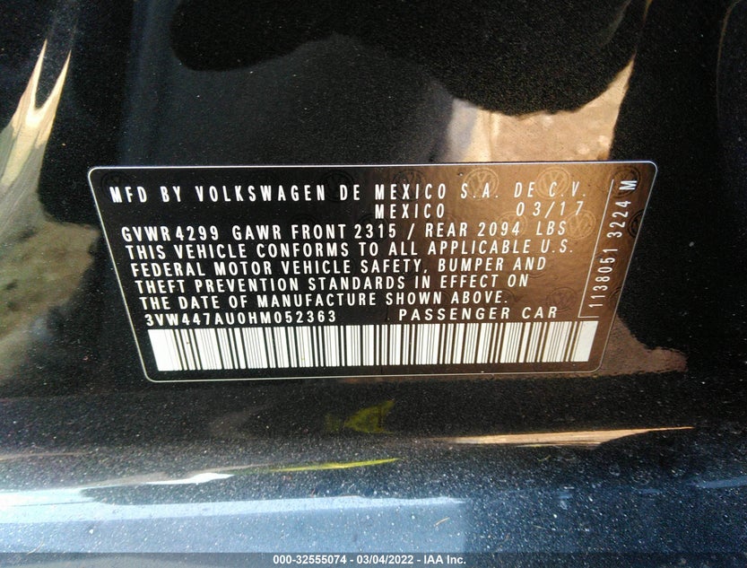 3VW447AU0HM052363