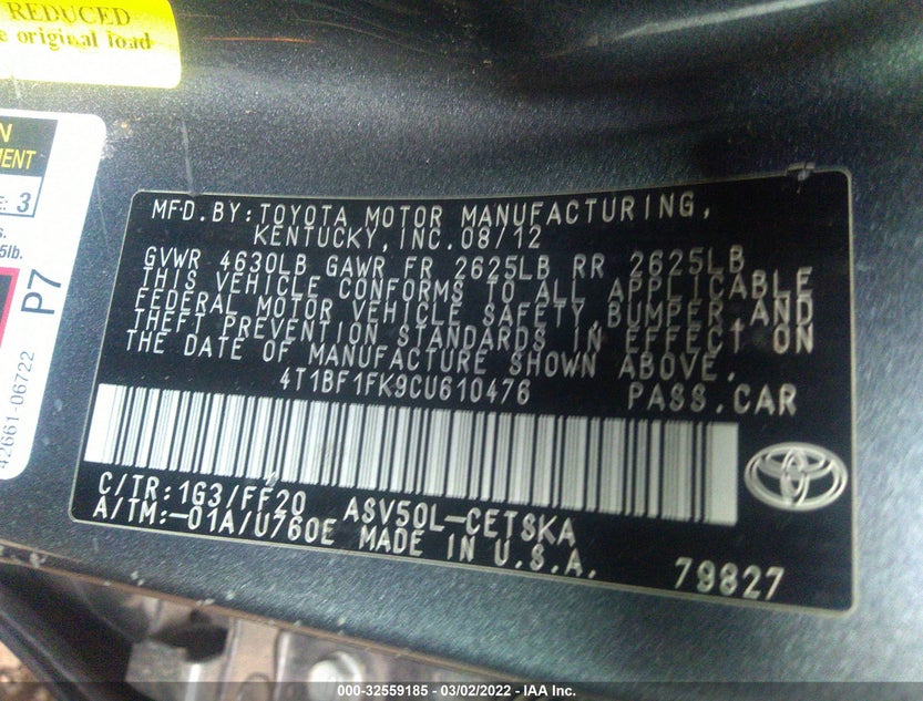 4T1BF1FK9CU610476