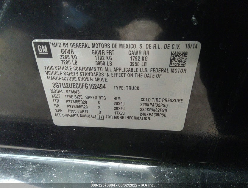 3GTU2UEC0FG162494