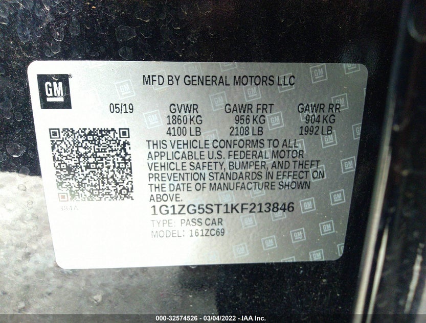 1G1ZG5ST1KF213846