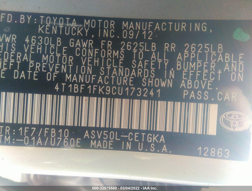 4T1BF1FK9CU173241