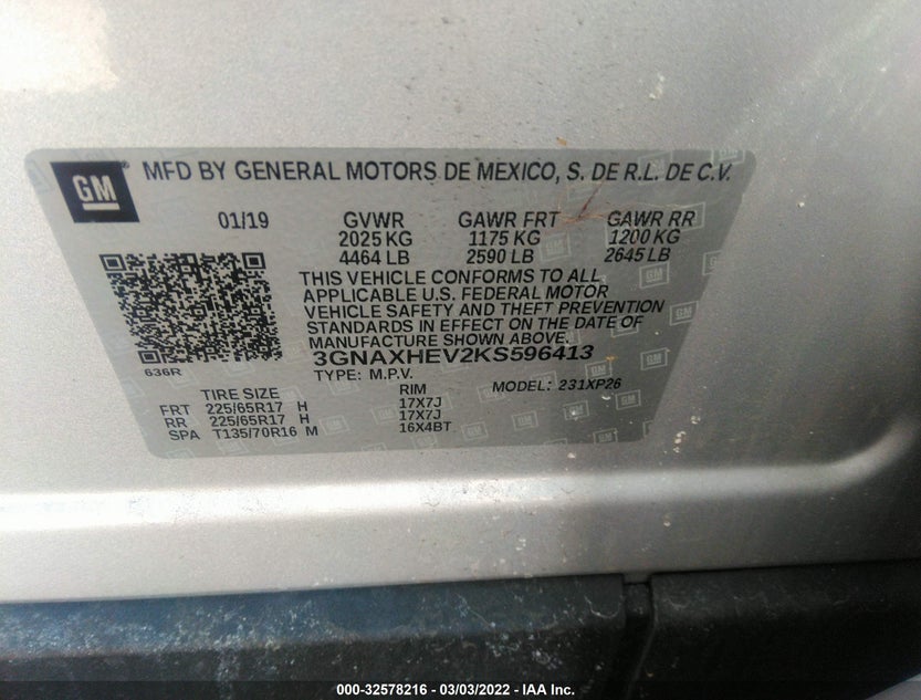 3GNAXHEV2KS596413
