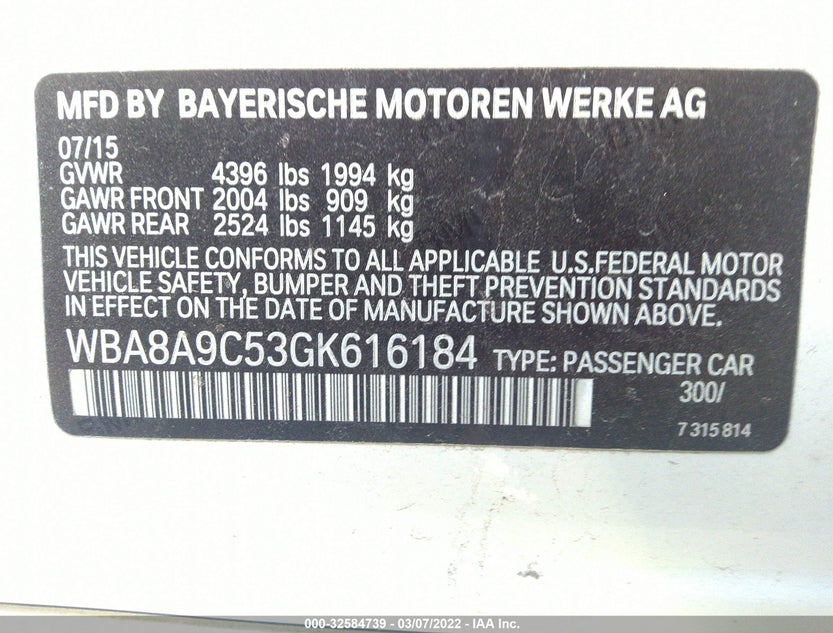 WBA8A9C53GK616184