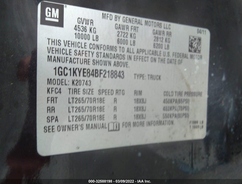 1GC1KYE84BF218843