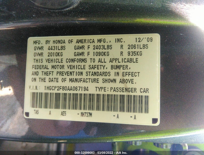 1HGCP2F80AA067194
