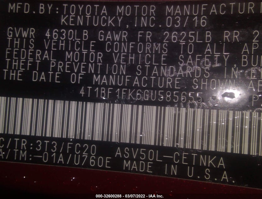 4T1BF1FK6GU585655