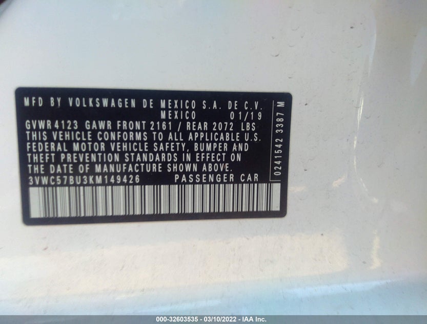 3VWC57BU3KM149426