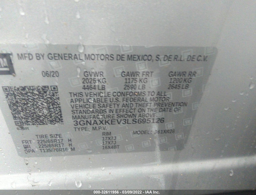3GNAXKEV3LS695126