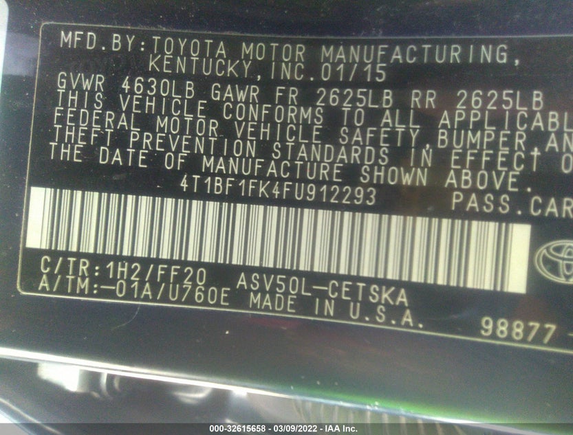 4T1BF1FK4FU912293